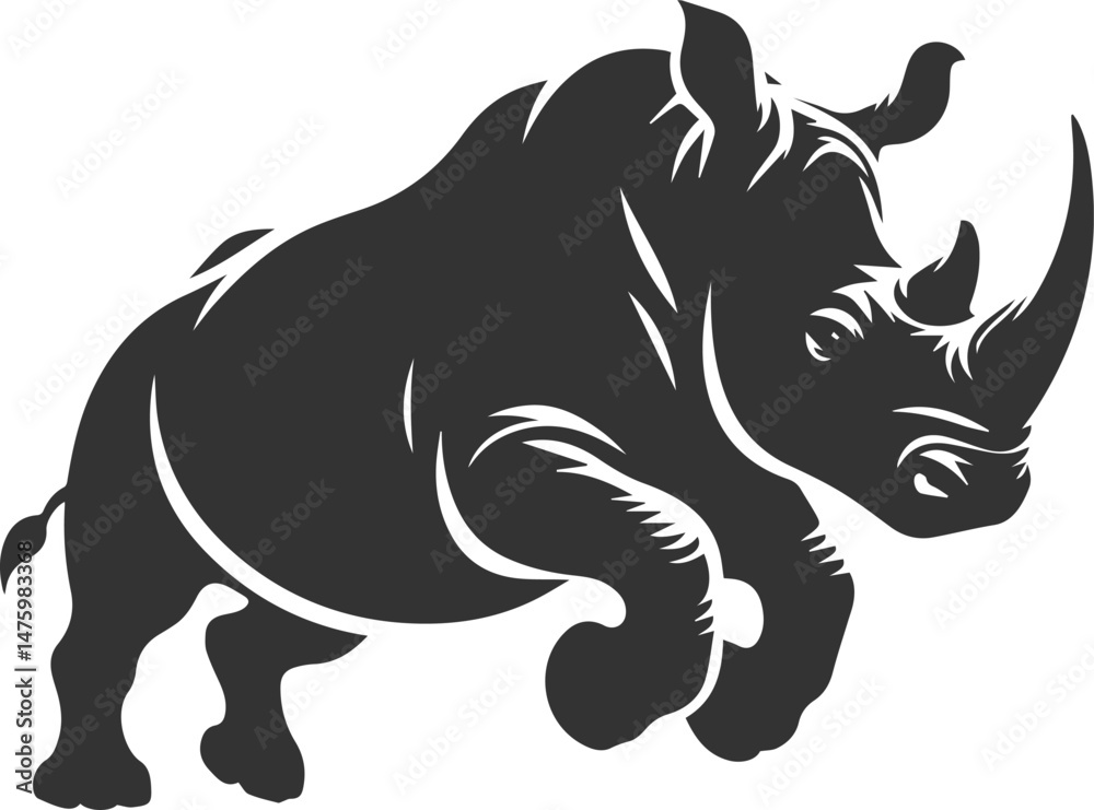 Fototapeta premium Rhino vector silhouette