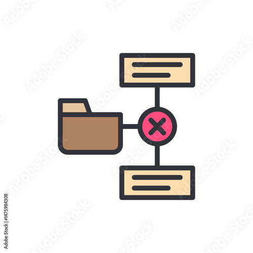 Data Transfer Error With Folder And Text Box Icon Illustration