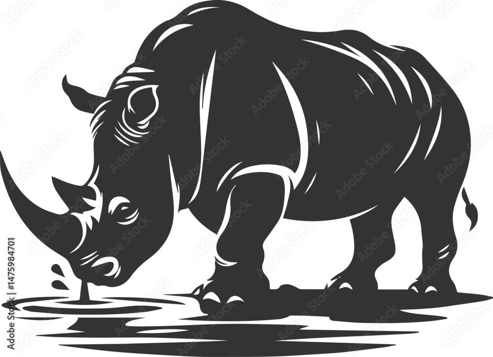 Fototapeta premium Rhino vector silhouette