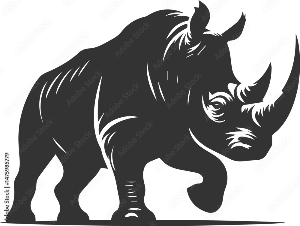 Fototapeta premium Rhino vector silhouette
