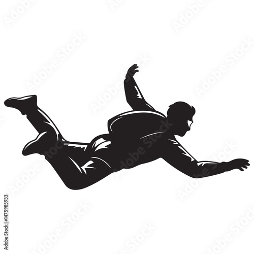 skydiver Vector Black silhouette. with white background