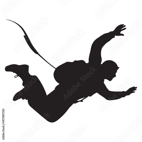 skydiver Vector Black silhouette. with white background