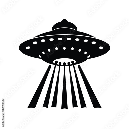 Classic Flying Saucer UFO Silhouette Illustration