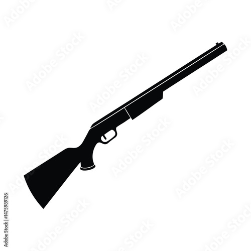 Sleek Black Pump-Action Shotgun Silhouette Vector Illustration