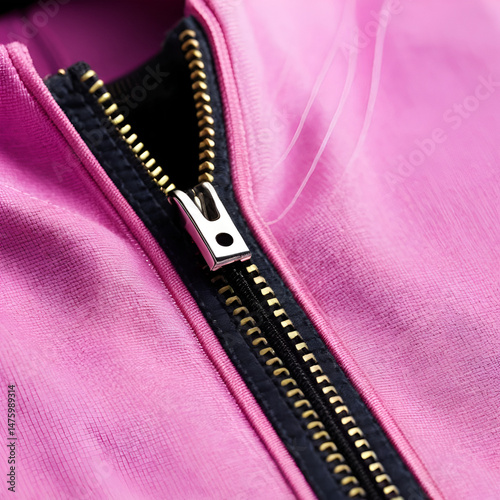 zip close up macro on clothes background