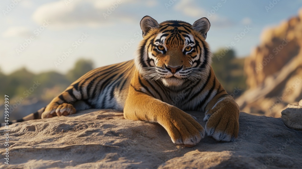 Obraz premium Tiger resting on rocks