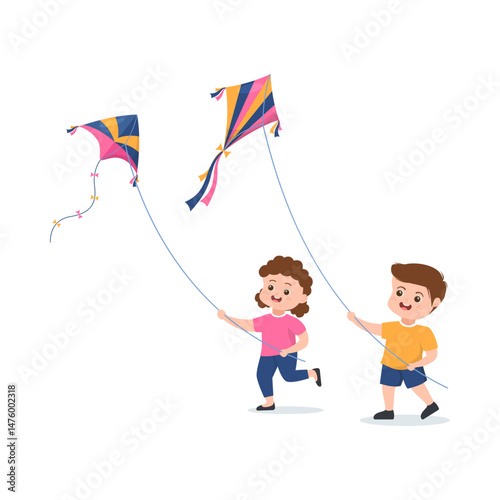 children playing kite