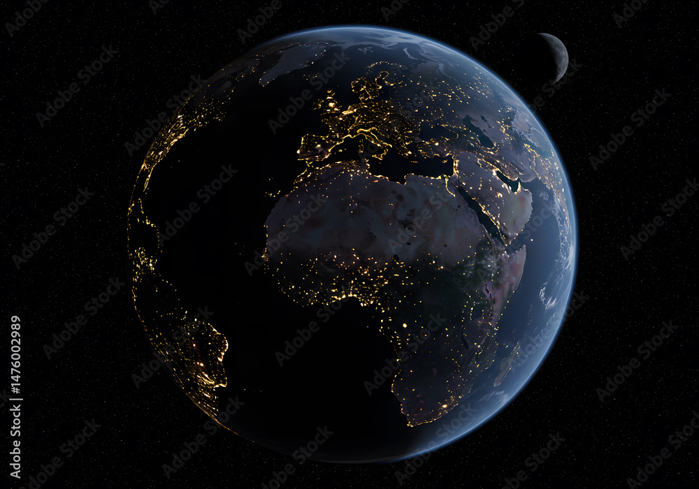 Naklejka premium Earths nighttime lights view from space