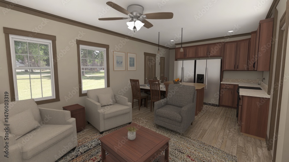 Fototapeta premium Interior view of a small, modern home design.