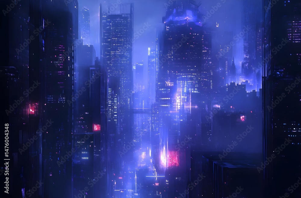 Fototapeta premium Cyberpunk Cityscape at Night