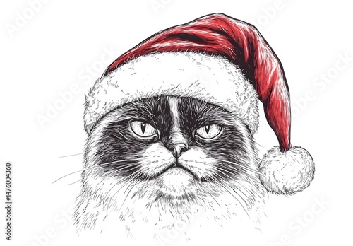 Grumpy Cat in Santa Hat