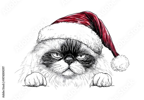 Grumpy Cat in Santa Hat