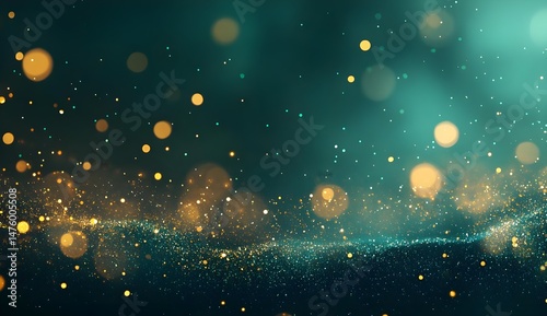 Sparkling Teal and Gold Glitter Background