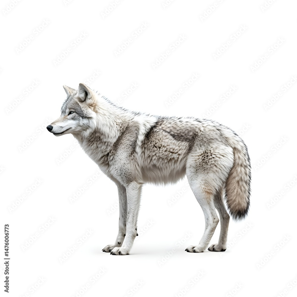 Obraz premium Gray Wolf Profile, Isolated on White Background