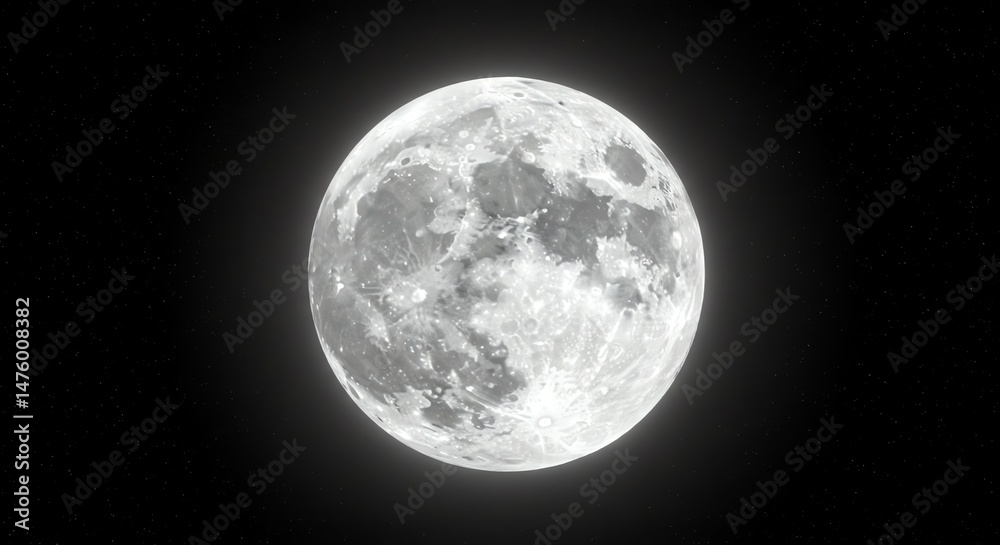 Fototapeta premium Full Moon on Black Sky