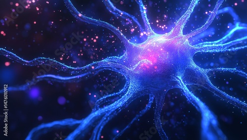 Nerve cell network, vibrant and detailed