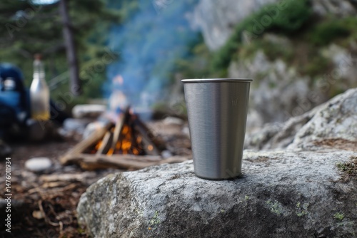 Wallpaper Mural Adventure with a titanium cup Meals on the road in nature Outdoor living Torontodigital.ca