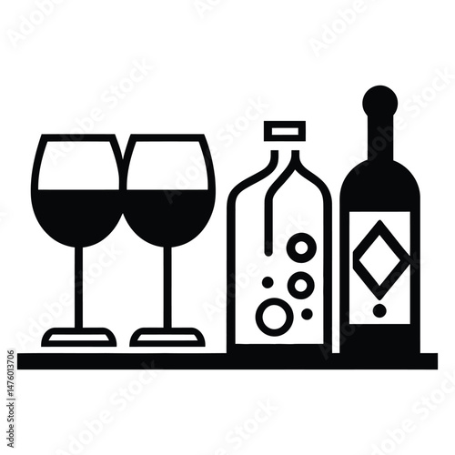 wine bottle and glass
