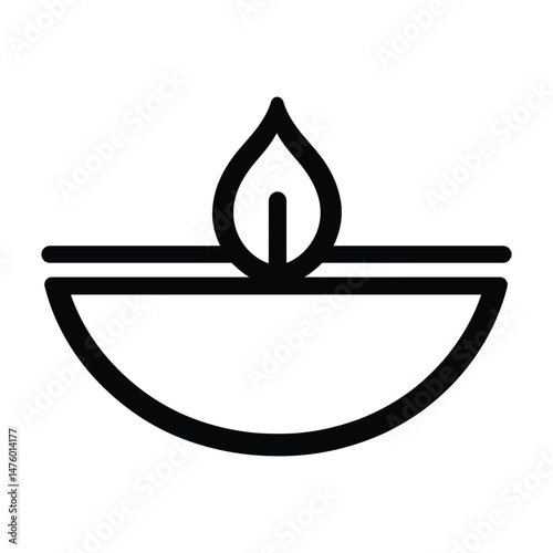 Diwali Lamp Icon Vector. Outline Diwali Lamp Sign. Isolated Contour Symbol Illustration