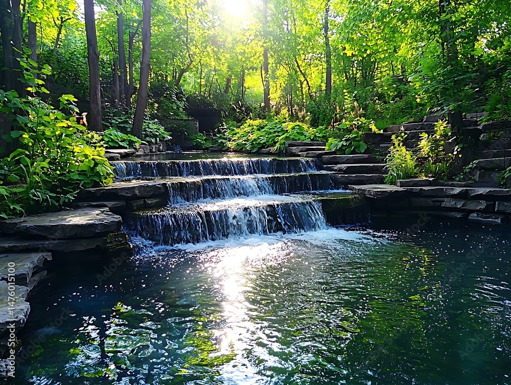 Obraz premium Forest Waterfall Cascade