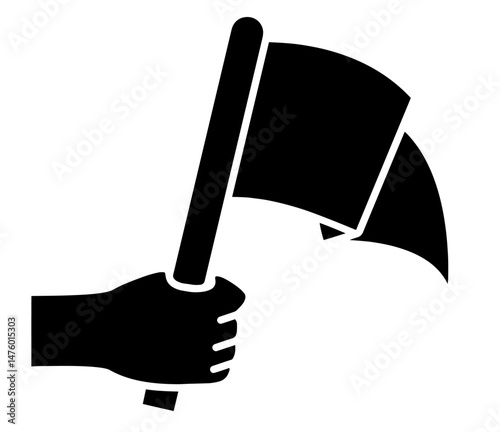 Hand holding flag
