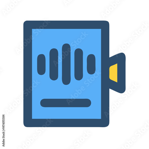 Simple flat icon representing video with audio waves