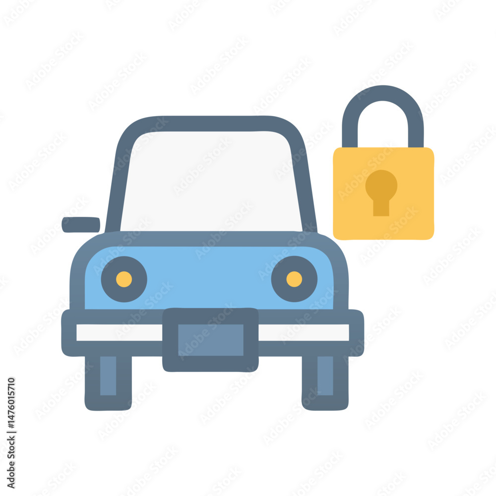 Obraz premium Stylized car icon with padlock representing vehicle security