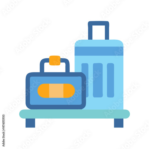 Stylized luggage illustration with two suitcases on black background