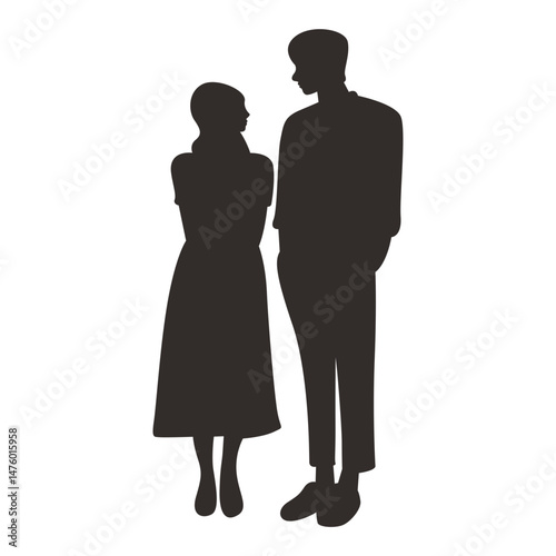 Romance Couple Silhouette. Isolated on White Background. Vector Illustration.