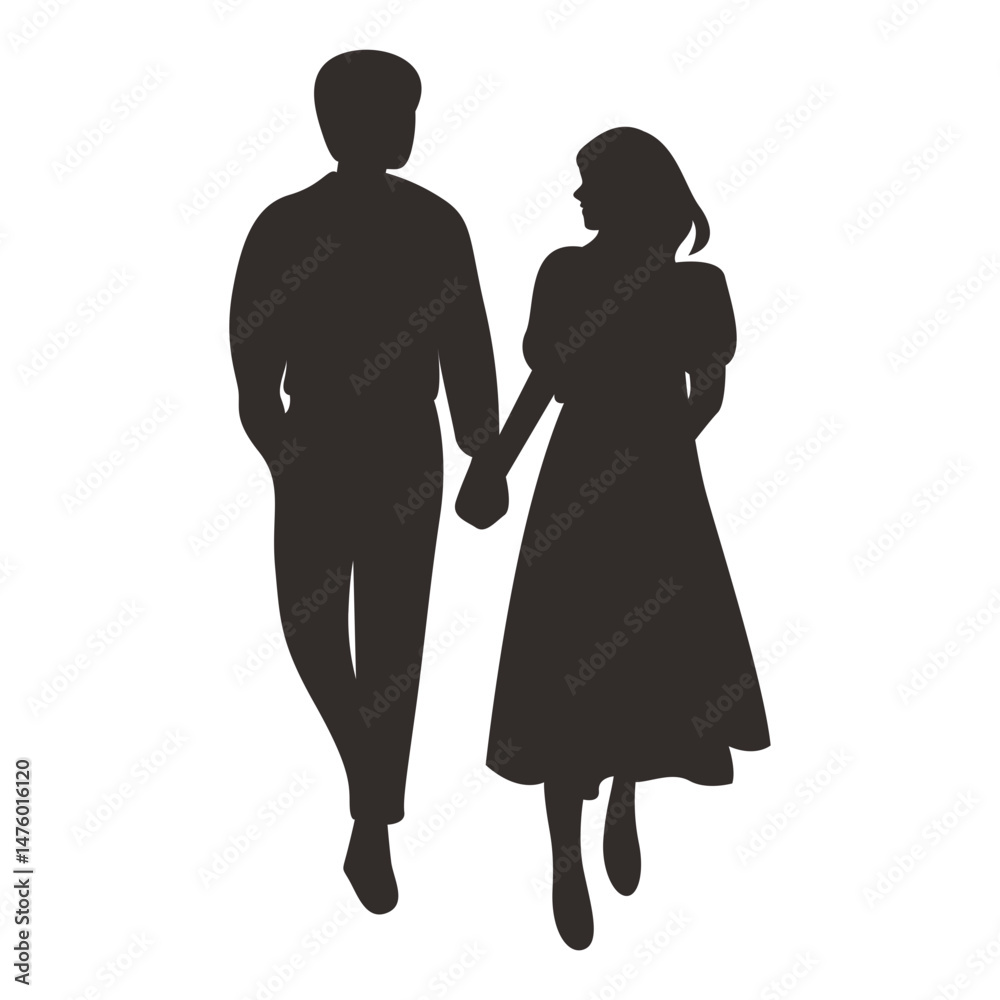Romance Couple Silhouette. Isolated on White Background. Vector Illustration. Romance Couple Silhouette. Isolated on White Background. Vector Illustration.