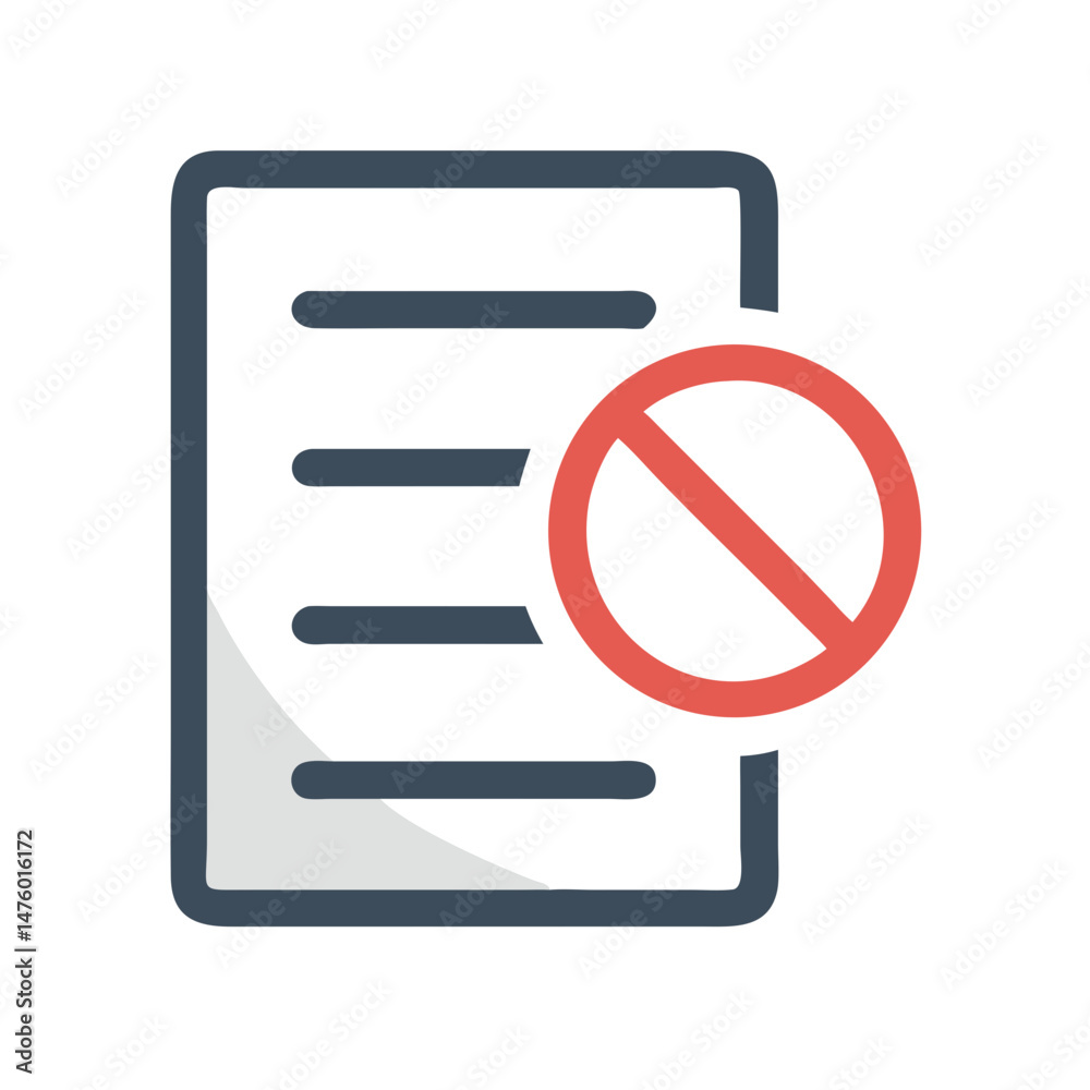 Document restriction warning sign in simple modern flat design Document restriction warning sign in simple modern flat design
