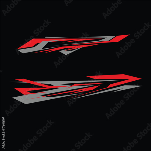 car wrapping decal template vector design. racing car body decals.
