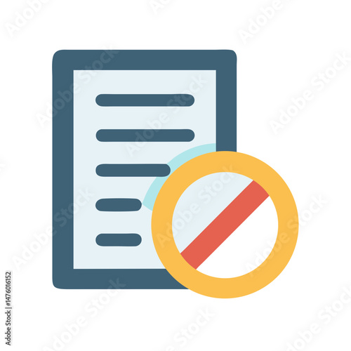 Document not allowed concept with restricted prohibition sign