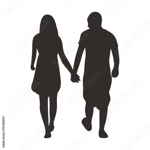 Romance Couple Silhouette. Isolated on White Background. Vector Illustration.