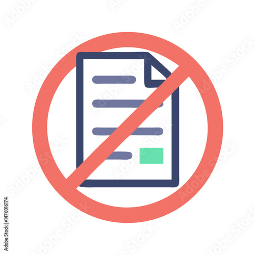 Prohibited document flat design illustration on black background