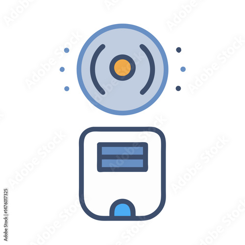 Stylized air purifier icon against a stark black background