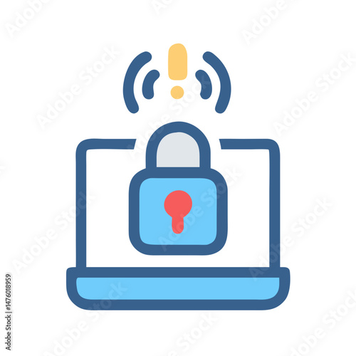 Laptop Security Alert Flat Icon for Digital Safety