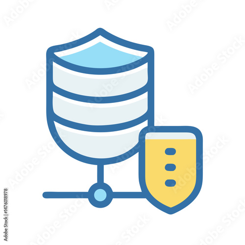 Data server with shield protecting sensitive information icon style