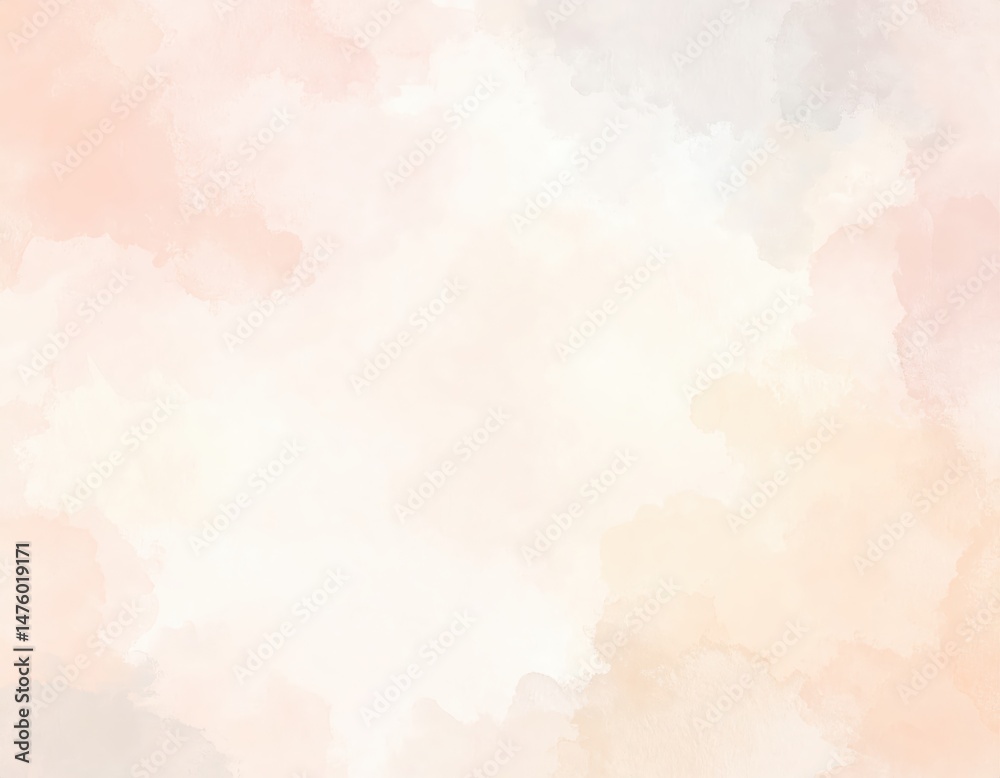 Obraz premium A soft pink and white watercolor background featuring fluffy clouds, blending seamlessly to create a dreamy, serene atmosphere perfect for various designs.