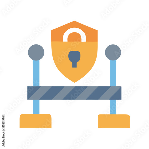 Security Shield With Barrier Illustration Security Protection Concept