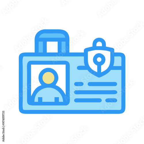 Secured Identification Badge Icon With Person on Black Background