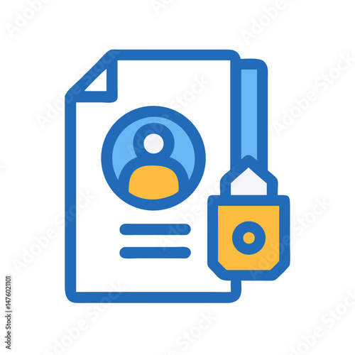 Secured personal data file with authentication device illustration