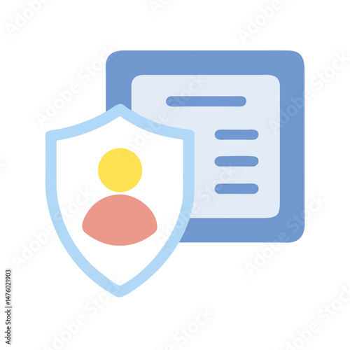 User data protection icon with shield on black background