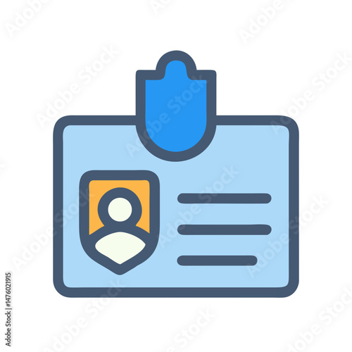Illustration of a work ID badge on black background