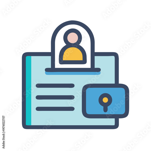 Employee ID badge flat illustration for security clearance purposes