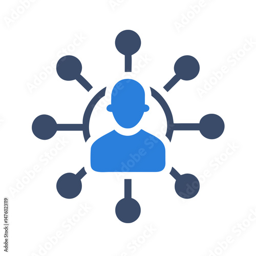 Network connection centered on user profile graphic illustration