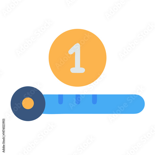 A graphic slider indicator with number one icon element