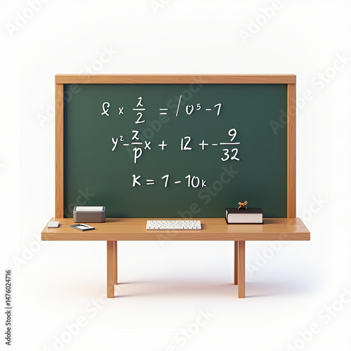 Classroom Blackboard with Equations & Tech - Minimalism