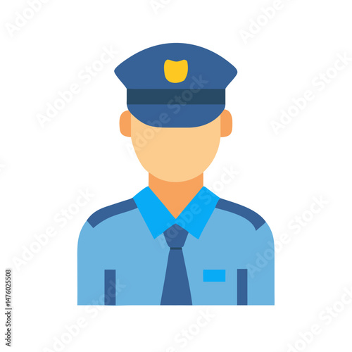 Flat vector illustration of a police officer character icon