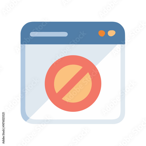 Prohibition sign on a website window, symbol of denial